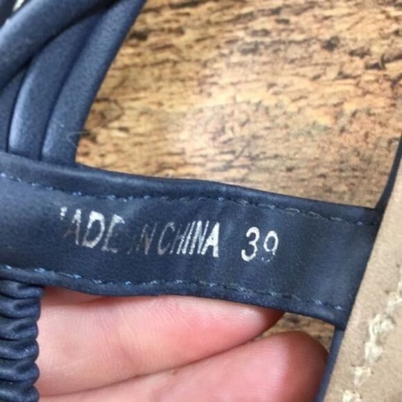 Socofy Blue‎ Strappy Braided Thong SandalsWomens 39 8 Slingback - Picture 9 of 12